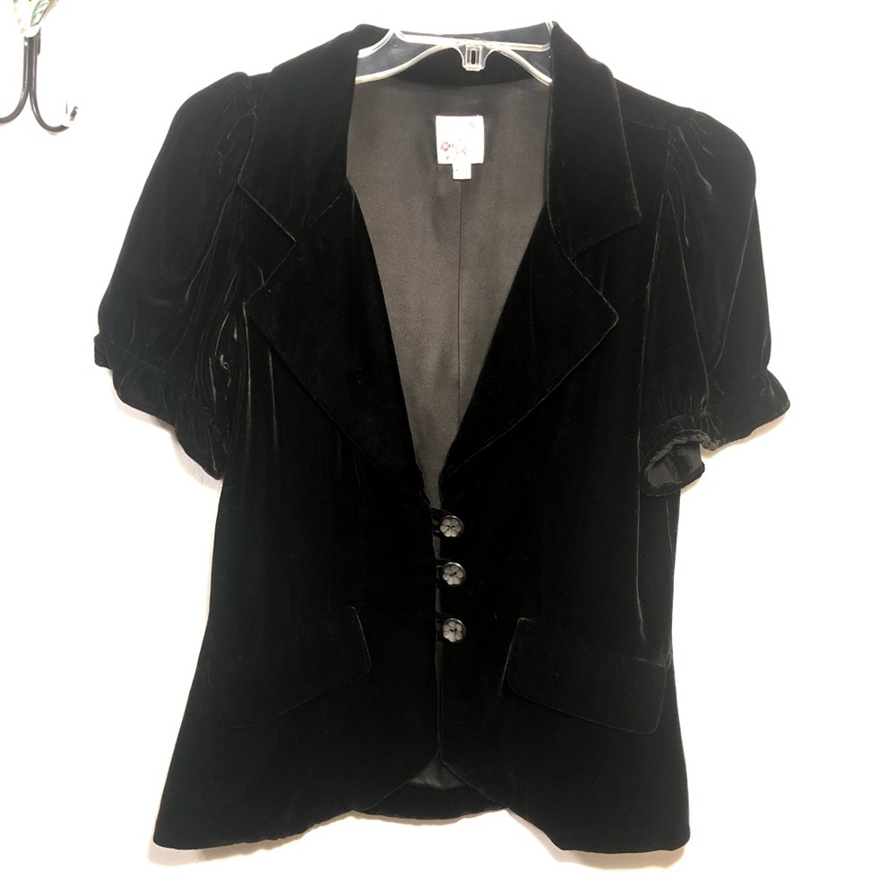 JOIE Black Rayon/Silk Velvet Jacket sz S